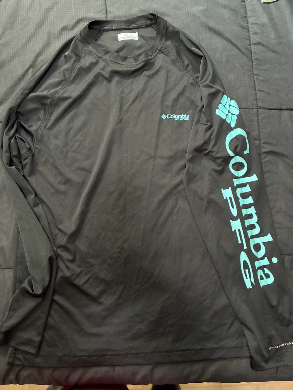 Columbia Black Long-Sleeve Performance Shirt with Teal Logos